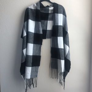 Bebe oversized plaid scarf.